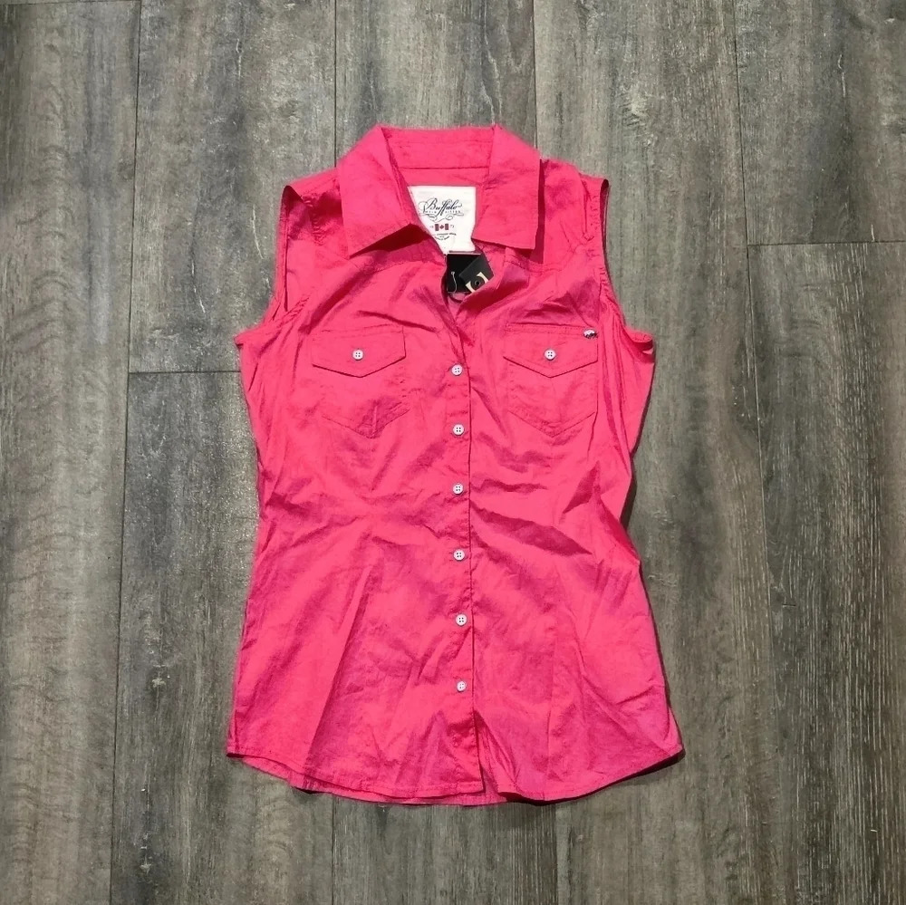 *NWT* Buffalo David Bitton Pink Trixia Collared Tank